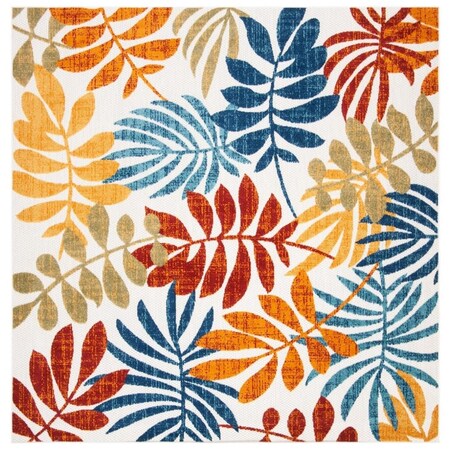 Safavieh 8 x 8 ft. Cabana Indoor & Outdoor Square Power Loomed Rug Creme & Red CBN814A-8SQ